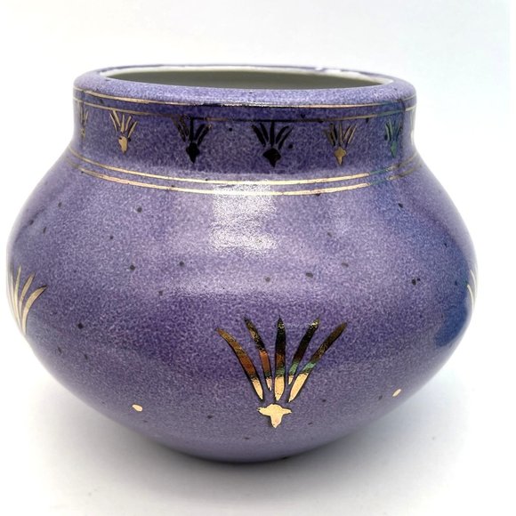 Vtg. ECCO TERRA Medieval Monarch Porcelain Planter Gold Accents - Picture 6 of 6